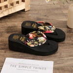Summer EVA Beach Platform Slippers Wedge Sandals 3/5.2cm Heel High Fashion Casual Satin Printing Vacation Women's Slippers RT220