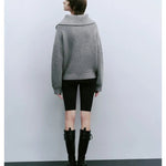 Fashion Women Sweaters 2025 LOOSE Zipper Design Pullovers Casual Solid Turtleneck Thickening Pink Knitted Winter Women's Sweater RT220