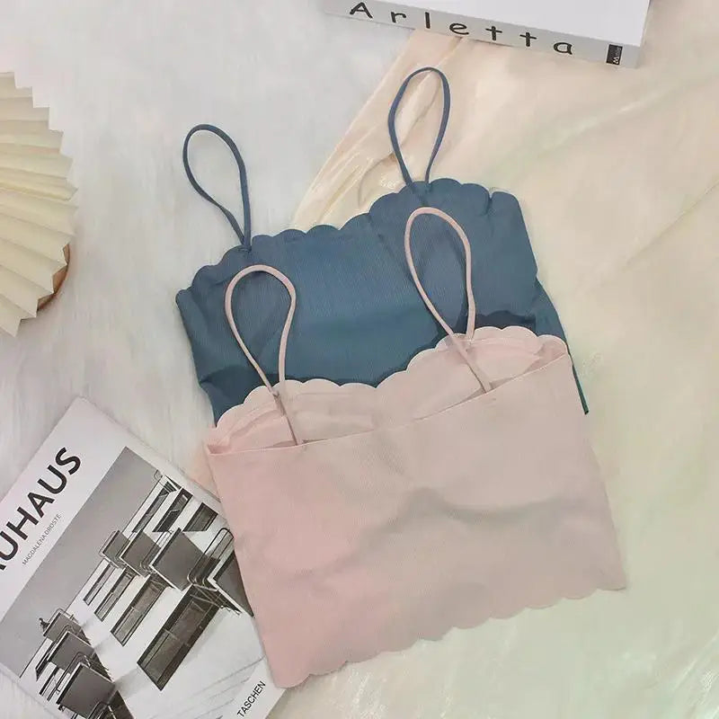 2024 Fashion Summer Sexy Sports Bras for Women Push Up Lingerie Ice Silk Seamless Word Sling Female Tube Top White Top Tanks RT220