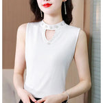 Women Spring New Fashion Sweet Pullovers Base Layers Candy Color Diamonds Hollow Out Knit Vest Slim Versatile Sleeveless Tops RT220