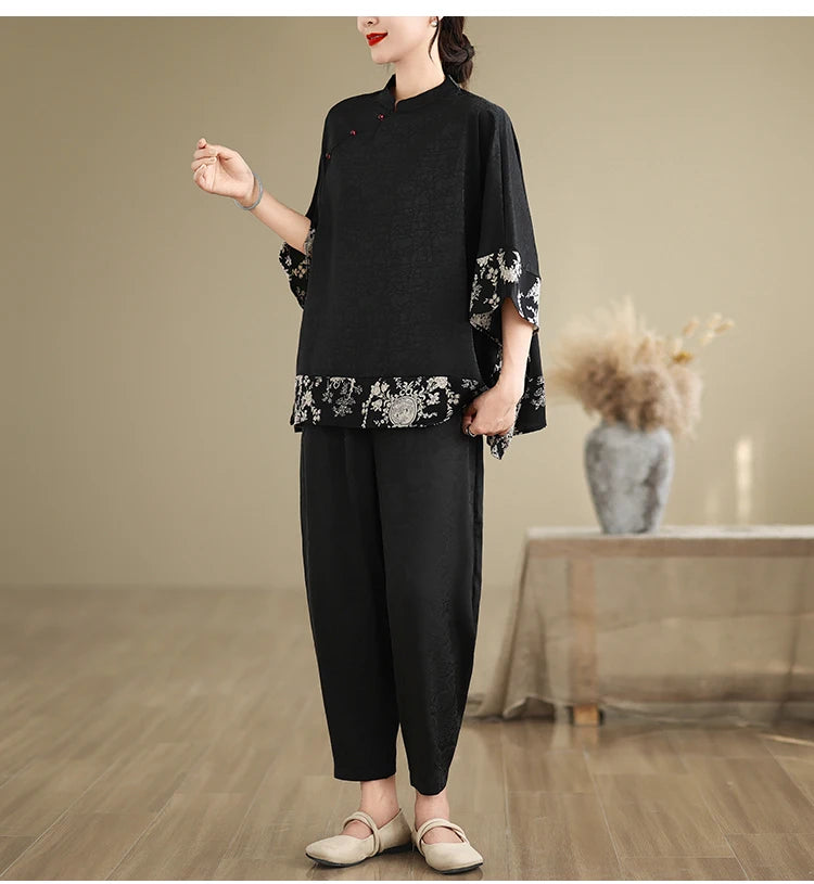 Oversized Summer Pullover T-Shirt Tops Women Print Patchwork Fashion Casual Loose Pleated Ladies Blouses Short Sleeve Woman Tops RT220