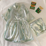 Honey Peach Print Lace Korean Ins Style Pajamas Women Y2k Three-piece Set Classy Sweet Cute Lady Lounge 2024 New Spring Homewear RT220