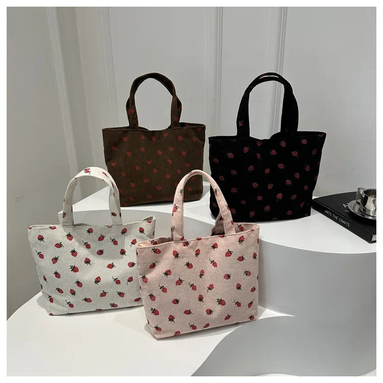 Fresh Sweet Girl Handbag Fashionable High End Corduroy Printed Shoulder Bag Leisure Shopping Commuter Women's Underarm Bag RT220