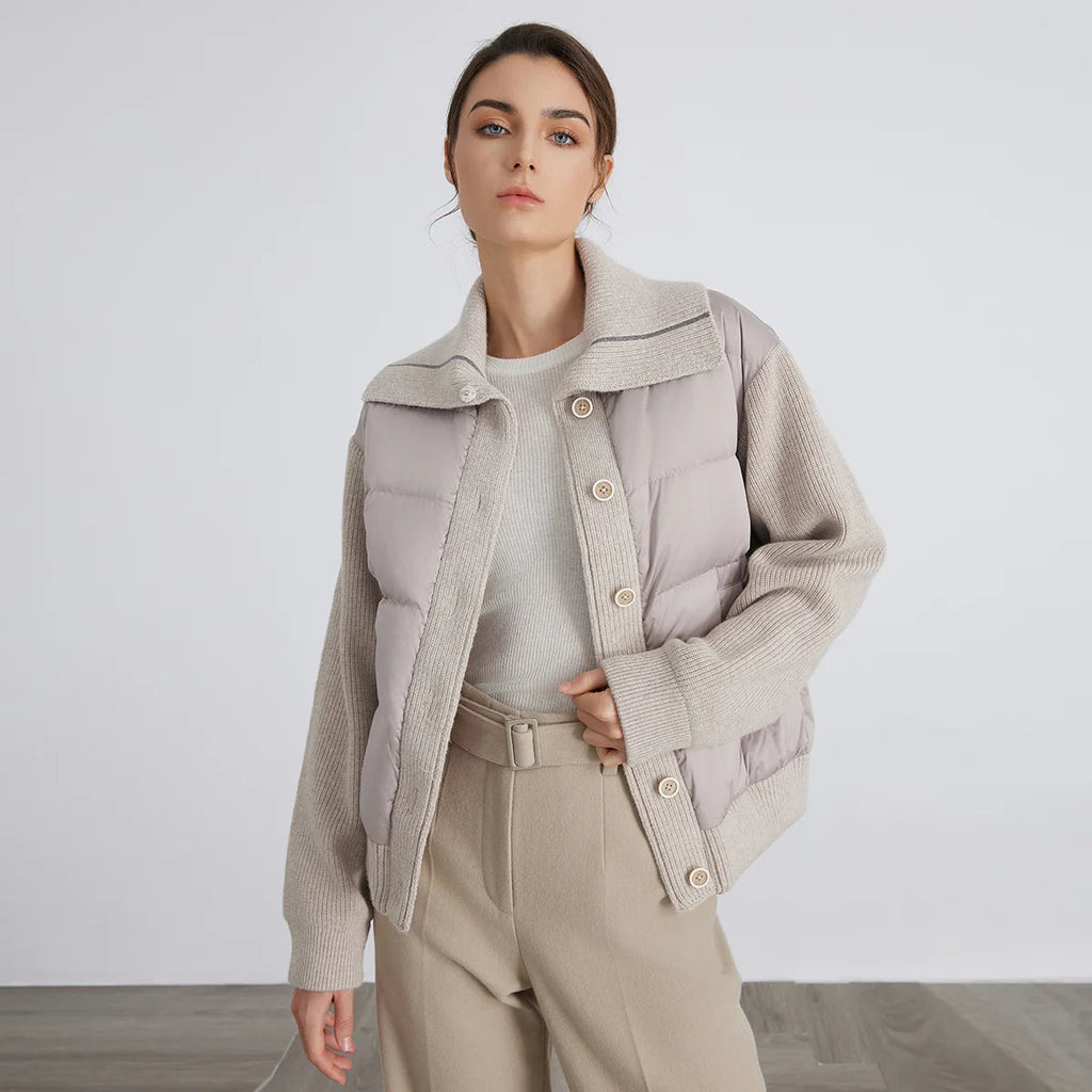 BC930 100% wool and white goose down spliced down jackets for women of high quality from luxury brands coats RT220