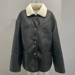 [LANMREM] Faux Fur Thick Warm Coats Lapel Single Breasted Office Lady Elegant Female Outwear Fashion 2025 Winter New 26C1095 RT220