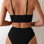 Two-Pieces Women Bikinis Black 2025 Push-Up Padded Bra High Waisted Bikini Set Swimsuit Swimwear Bathing Suit Beachwear Biquini RT220