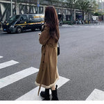2024 Autumn Winter New Medium Long Double-breasted Lambswool Suede Woolen Coat Women Add Velvet Padded Warm Fur One Woolen Coats RT220