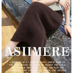 Mink Cashmere Midi Skirt For Women In Autumn And Winter, Mid Length, High Waist, Slimming, Knitted Versatile, Hip Hugging Skirts RT220