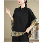 Oversized Summer Pullover T-Shirt Tops Women Print Patchwork Fashion Casual Loose Pleated Ladies Blouses Short Sleeve Woman Tops RT220