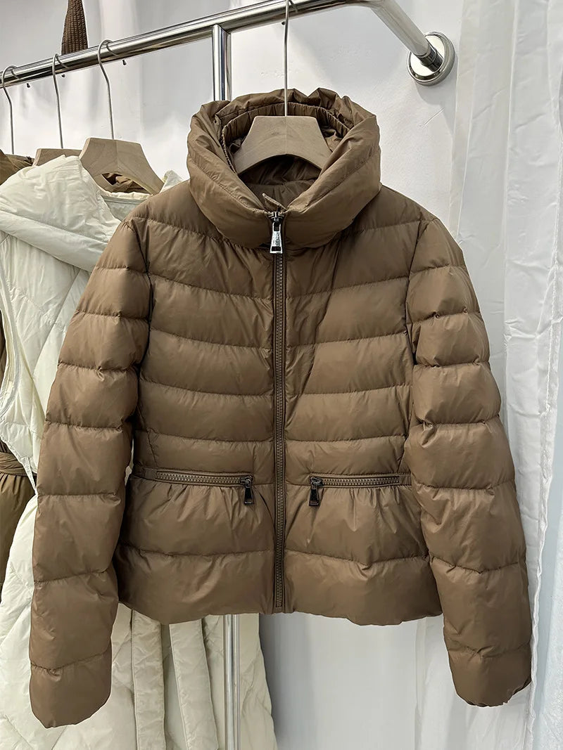 Winter New Down Coats Puffer Jacket Women Simple Casual Elegant Outerwears Stand-up Collar Thick Slim Warm Short Down Jackets RT220