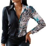 Office Lady Shirt Leopard Single Breasted Spring Autumn Temperament Lapel Blouse for Daily Wear RT220
