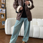 [LANMREM] Faux Fur Thick Warm Coats Lapel Single Breasted Office Lady Elegant Female Outwear Fashion 2025 Winter New 26C1095 RT220