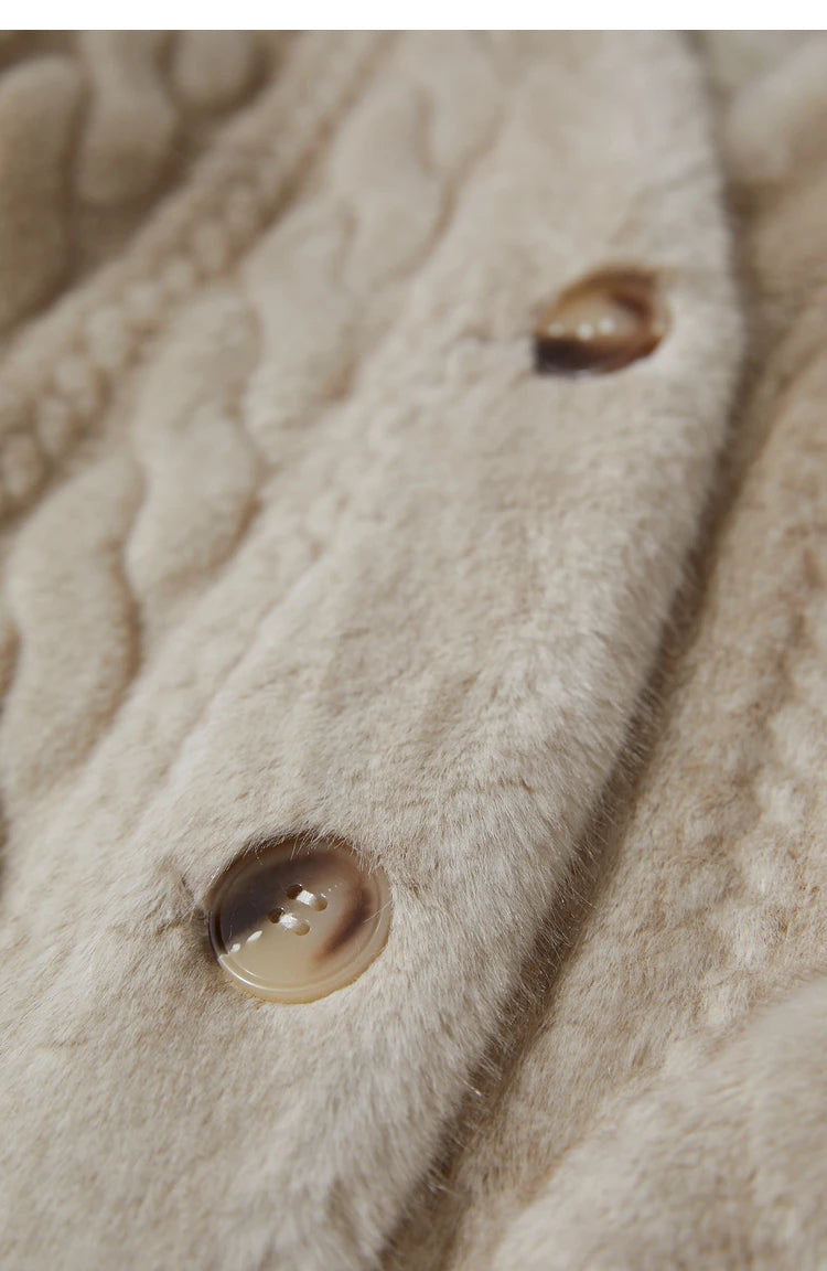 Women Fur Cardigan Thickened Long2025Spring And Autumn V-neck Jacket Female Loose Simple Leisure With Buttons Faux Fur Mink Coat RT220