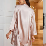 Women's Satin Lace Trimmed Pajama Set Sexy Cozy Two Piece Pajama Set Home Wear For Fall/Winter RT220
