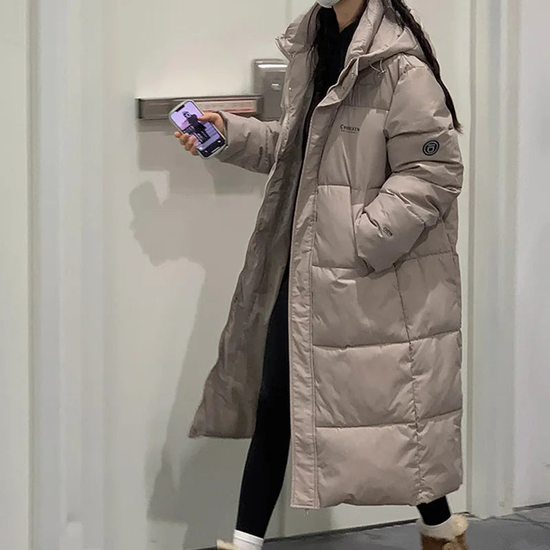 ITOOLIN Women oversize Loose Coat Zipper Pockets Down Coat Turtleneck Thicken Long Coat Casual Parkas Women 2023 Autumn Winter RT220
