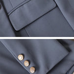 Gray Black Blue White Fashion Women Pant Suit Long Sleeve Solid Ladies Blazer and Trouser Formal 2 Piece Set For Autumn Winter RT220