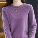 100% Merino Wool Knitted Sweater Autumn/Winter 2024 New Women's Round Neck Hollow Top 11 Color Pullover Versatile Coat NJR1107 RT220