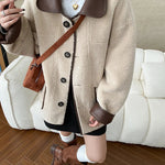 [LANMREM] Faux Fur Thick Warm Coats Lapel Single Breasted Office Lady Elegant Female Outwear Fashion 2025 Winter New 26C1095 RT220