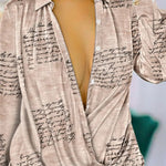 Women Urban Blouses 2024 Spring Summer Hot Selling Sexy Deep V-Neck Fashion Printed Long Sleeved Shirt Dress Loose Versatile Top RT220