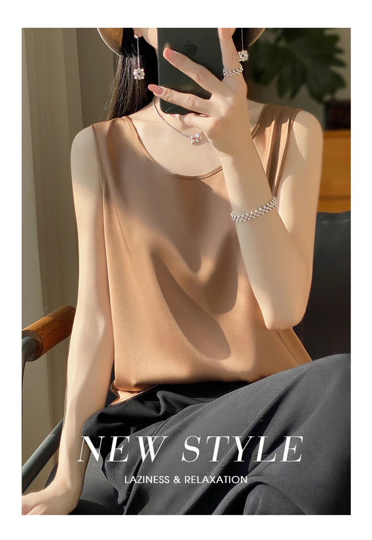 Women Tops Solid Spring Summer Casual Crop Tops Sexy O-neck Tank Tops Office Lady Pink White Top 2024 Fashion Korean Tank Top RT220