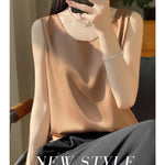 Women Tops Solid Spring Summer Casual Crop Tops Sexy O-neck Tank Tops Office Lady Pink White Top 2024 Fashion Korean Tank Top RT220