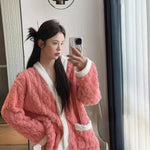 2pcs/Set Autumn And Winter Pajamas Women Thickened Padded Warm Students Coral Girls Clot Velvet Suit Homewear Cardigan Trousers RT220