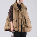 Winter Ultra Light Thin Duck Down Vest Feather Jacket Women Quilted Short Warm Basic Casual Oversize Waistcoat RT220