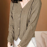 Fashion V-Neck Womens Shirts And Blouse 2025 Spring Autumn Simplicity Streetwear Tops Women Elegant Slim Casual Clothing Femme RT220