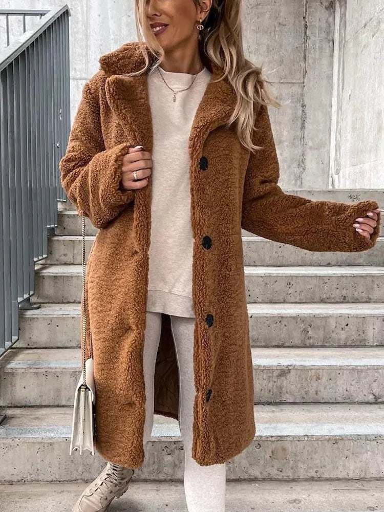 Women Faux Fur Thin Long Coat Warm Autumn Winter Teddy Female Casual Coat Oversized Soft Fluffy Fleece Jackets Overcoat RT220