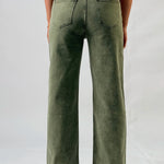 Military Green Fashionable Ladies' Jeans, High-Waisted Long Style, Designed For Street Casual Wear, With Comfortable Fabric.Y2K RT220