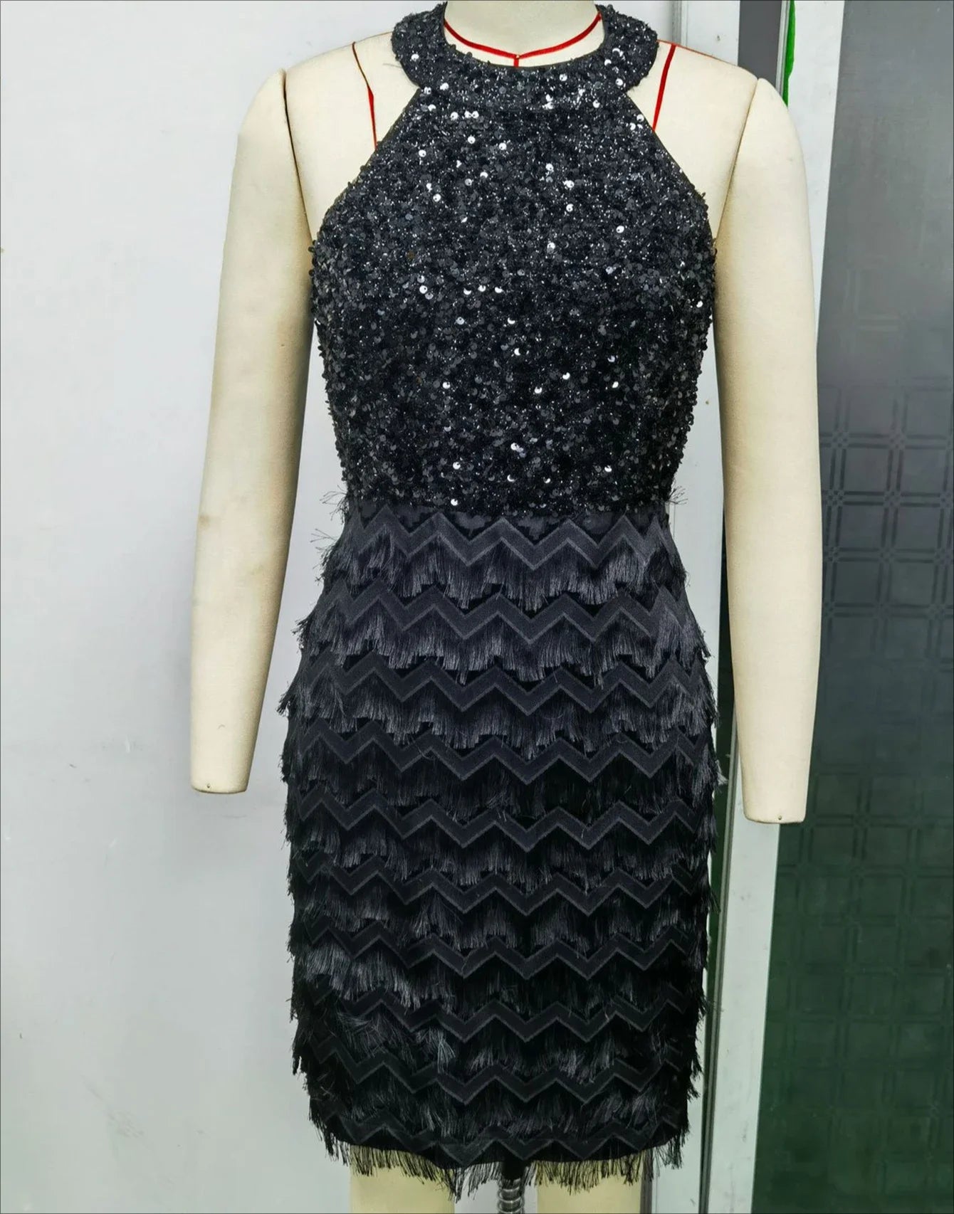 Prom Dress Tassel Sequin Patchwork Women Fashion Sexy Mini Welcome Dress Evening Dresses Party Club Elegant Cocktail Dress HY818 RT220