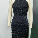 Prom Dress Tassel Sequin Patchwork Women Fashion Sexy Mini Welcome Dress Evening Dresses Party Club Elegant Cocktail Dress HY818 RT220