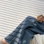 Autumn Winter Casual Thick Knitted Pant Women Long Trousers Elastic High Waist Kniting Wide Leg Pants Striped Pantalon RT220