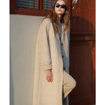 Women Fur Cardigan Thickened Long 2024Autumn Winter V-neck Jacket Female Loose Simple Leisure With Buttons Casual Faux Fur Coat RT220