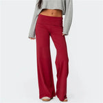 Fold Over Yoga Pants for Women Low Rise Flare Leg Sweatpants Y2k Solid Color Stretchy Loose Gym Lounge Leggings RT220