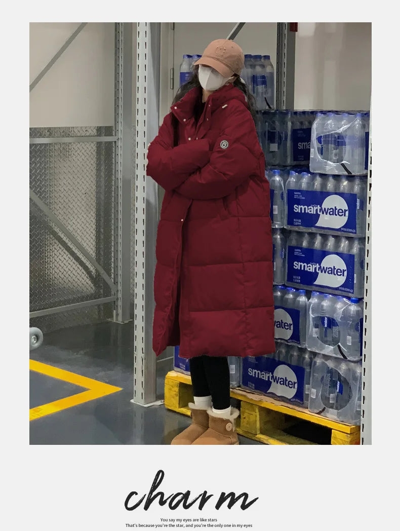 ITOOLIN Women oversize Loose Coat Zipper Pockets Down Coat Turtleneck Thicken Long Coat Casual Parkas Women 2023 Autumn Winter RT220