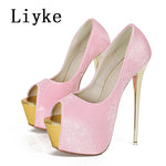 Liyke Sexy Peep Toe Party Nachtclub Stripper Pole Dance High Heels Wedding Prom Shoes Stiletto Women Platform Pumps Size 34-45 RT220