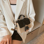 MOODS Straw Beach Bag For Women 2023 Summer New Luxury Designer Handbags Hit Color Tassels Shoulder Crossbody Box Bag Sac A Main RT220