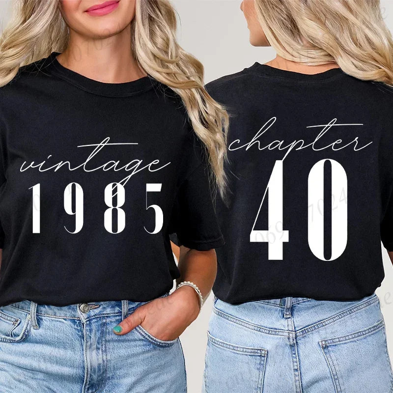 Tshirts for Women Classic 40th Milestone Best Friend Classic T-shirts for Women Vintage 40th Birthday Year RT220