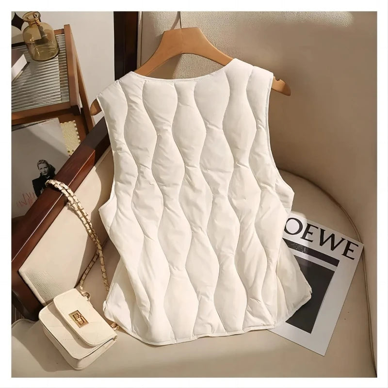 Autumn Winter New Fashion V-neck Waistcoat Down Coats Women's Clothing Loose Warm Korean Simplicity All-match Popularity Tops RT220