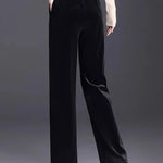 Golden Velvet Wide Legged Pants 2024 Spring and Autumn High Waist Hanging Good Casual Pants Blue Loose Straight Women's Pants6XL RT220