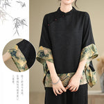 Oversized Summer Pullover T-Shirt Tops Women Print Patchwork Fashion Casual Loose Pleated Ladies Blouses Short Sleeve Woman Tops RT220