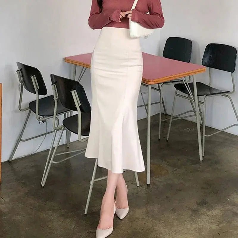 Elegant Office Long Skirts Women 2024 Fashion High Waist Bodycon White Black Skirt French Y2k Slim Corset Bridal Maxi Skirt XL RT220