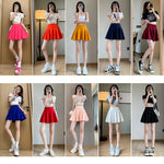 ITOOLIN Women Sweet Solid Color Preppy Skirts Casual Wide Leg High Waist Mini Skirts Women Harajuku Pleated A-line Skirts New RT220