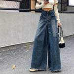 Woman High Waist High Street Wide Leg Jeans Female Loose Designer Pants Girls Fashion Y2k Blue Light Blue Gothic Denim Trousers RT220