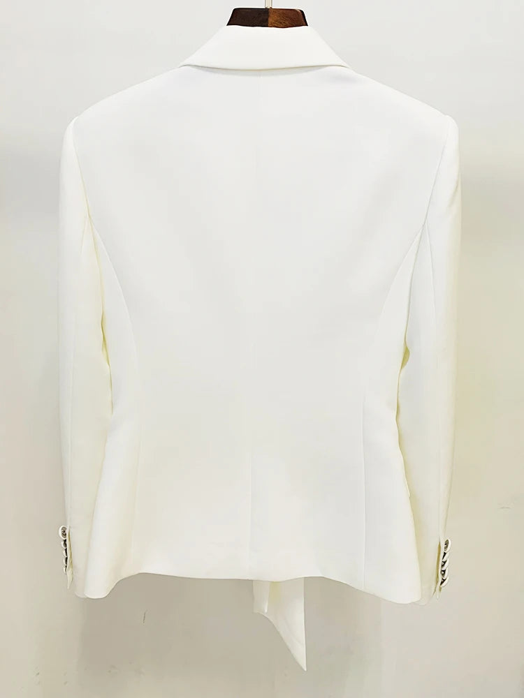 HIGH STREET Newest 2024 Designer Runway Suit Set Women's Lacing Belt Blazer Pleated Zip Pants Set 2pcs Set RT220