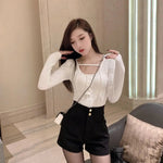 Plus Velvet Thicker Shorts Women Korean Style All-match Sexy Kpop High Waist Autumn Winter Club Streetwear Fashion Solid Buttons RT220