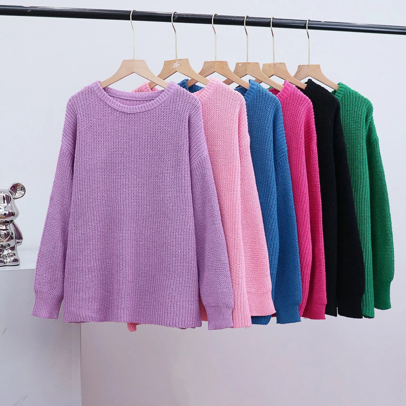 Casual O-neck Long Sleeve Sweater Blouse Office Lady Autumn Winter Fashion Elegant Solid Knitted Sweater For Women 2023 Female RT220