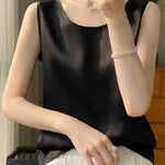 Women Tops Solid Spring Summer Casual Crop Tops Sexy O-neck Tank Tops Office Lady Pink White Top 2024 Fashion Korean Tank Top RT220