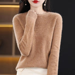 100% Merino Wool Knitted Sweater Autumn/Winter 2024 New Women's Round Neck Hollow Top 11 Color Pullover Versatile Coat NJR1107 RT220